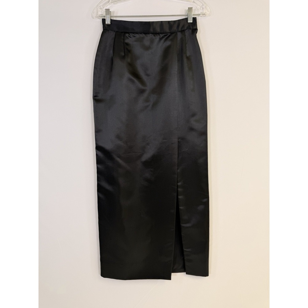 VTG Farinae Neiman Marcus Satin Maxi Skirt Front Slit Evening Formal Sz 6 USA